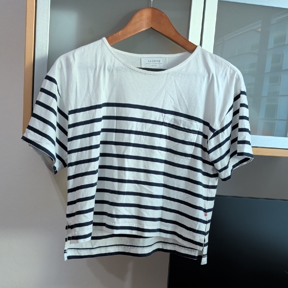 La Ligne Black and White Striped Tee
